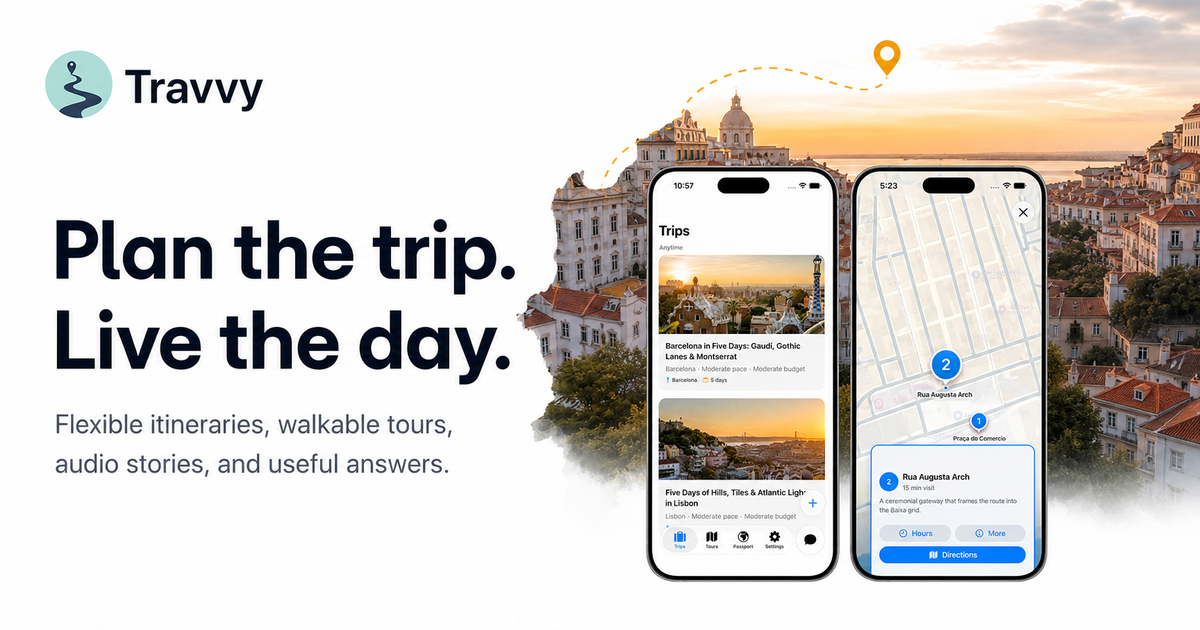 I built a travel app that turns a city and a few preferences into a walkable tour with offline audio logo