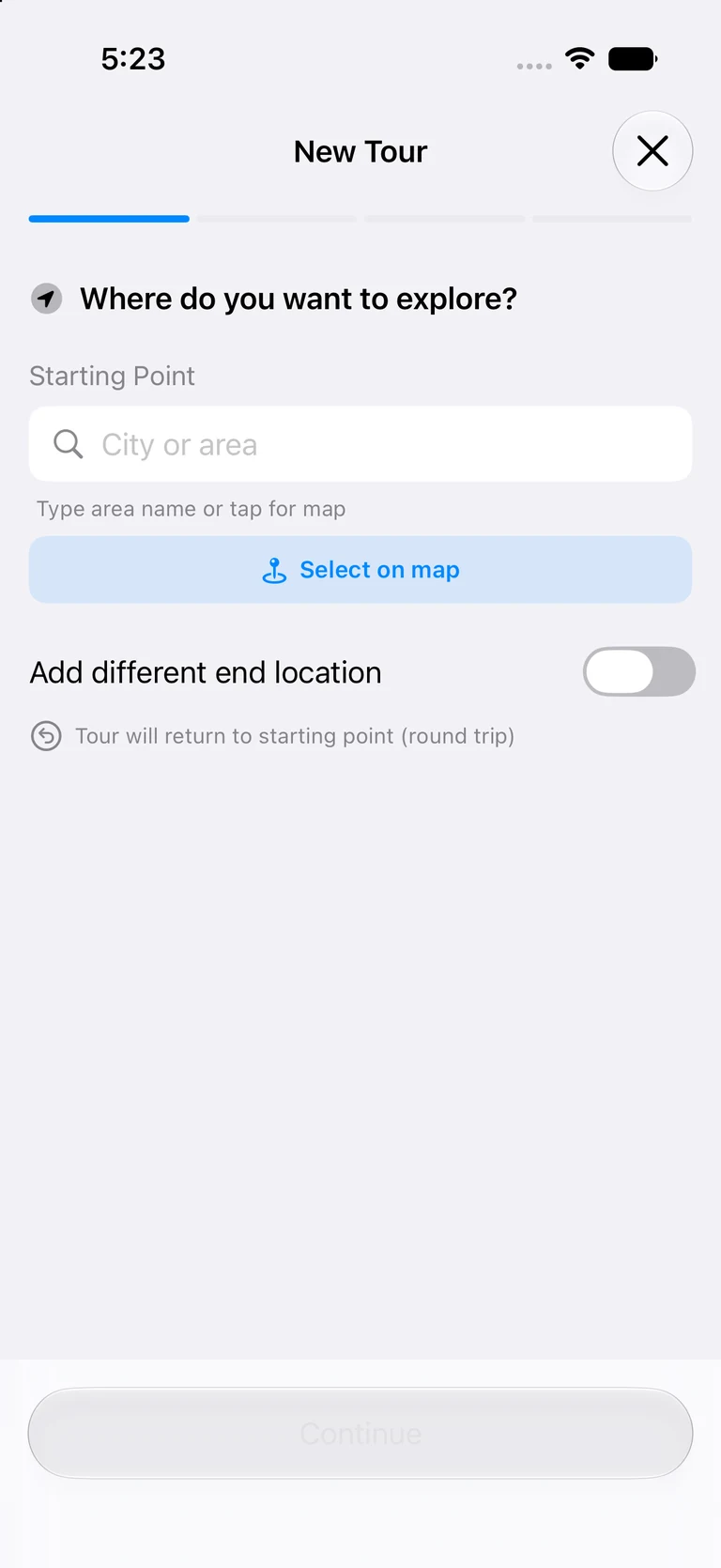 Travvy planning screen